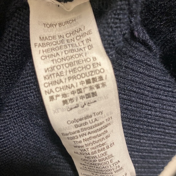 Tory Burch Sport Performance Cashmere Ruffle Half-Zip Sweater - Navy XL * read - Picture 12 of 15